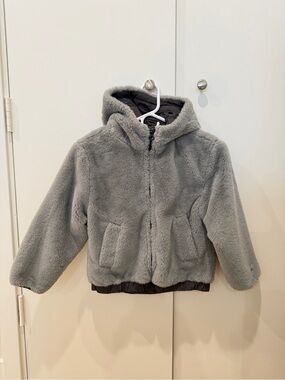 Zara Kids Plush Hooded Puffer Jacket - Gray